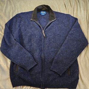 VTG Pendleton Men's 100% Wool Shetland Full Zip Cardigan Sweater SZ L USA